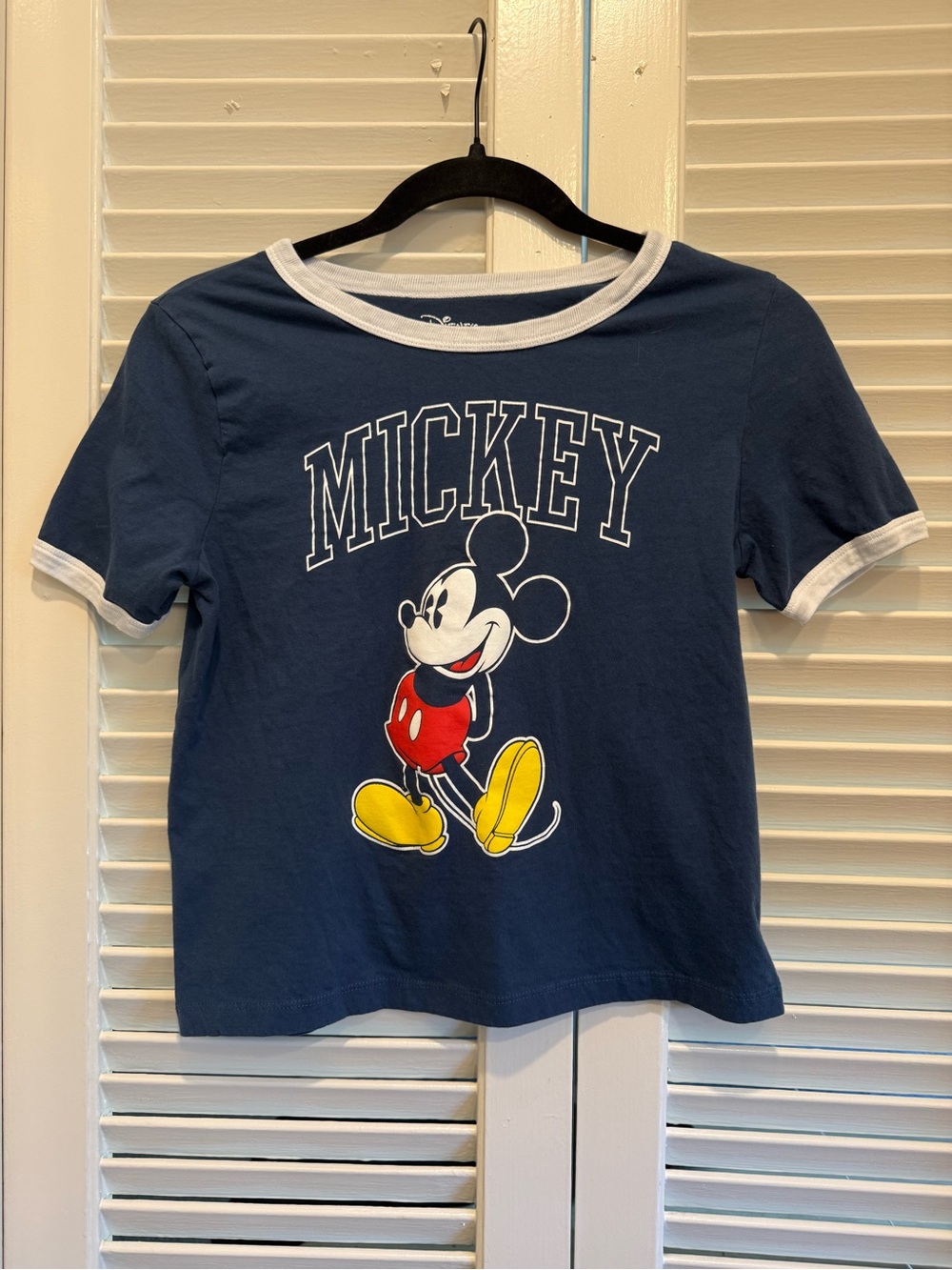 Disney Mickey Navy Ringer women’s Tee 100% cotton